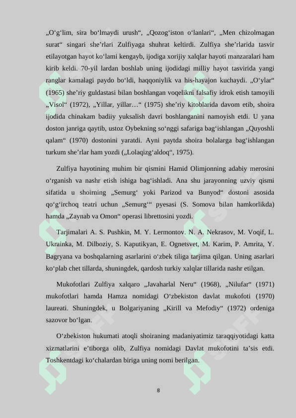 ZULFIYA IJODI VA ADABIY TANQID 8