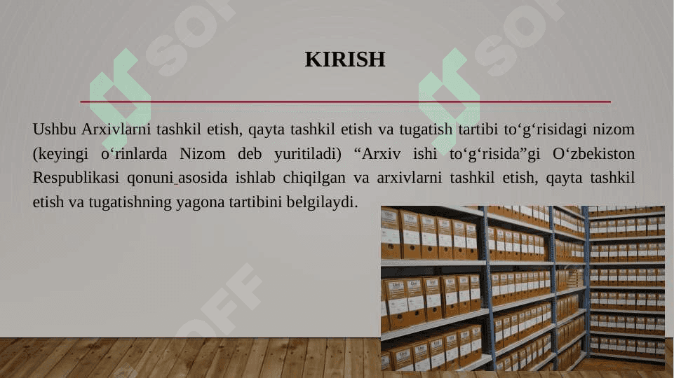 Arxivlarni tashkil etish, qayta tashkil etish va tugatish tartibi to‘g‘risida nizom 3