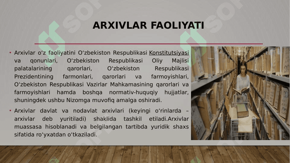 Arxivlarni tashkil etish, qayta tashkil etish va tugatish tartibi to‘g‘risida nizom 4
