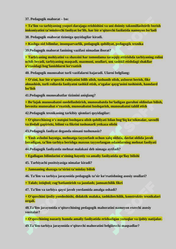Педагогик маҳорат Pedagogik mahorat TEST BAZA 4