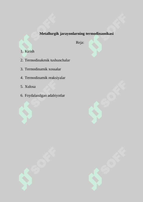 Metallurgik jarayonlarning termodinamikasi 2