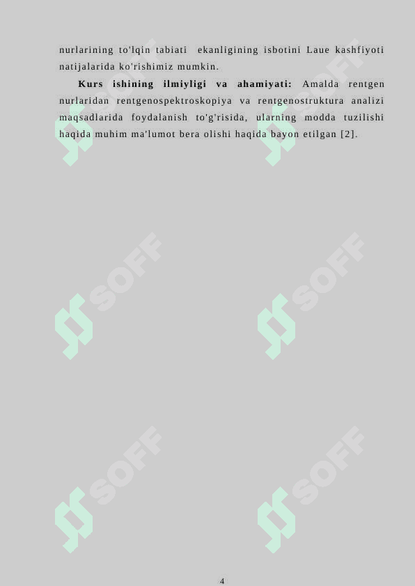 Rentgen nurlari va uning tarkibiy tuzilishini о’rganish 4