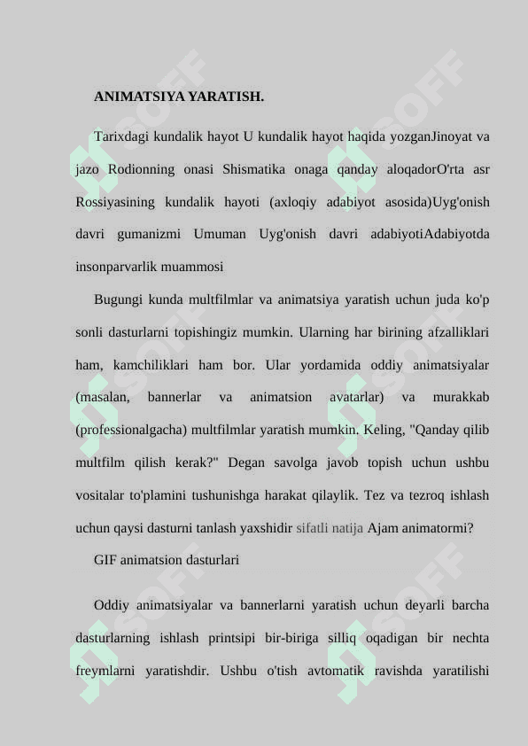 Animatsion dasturlar haqida umumiy ma`lumot 5