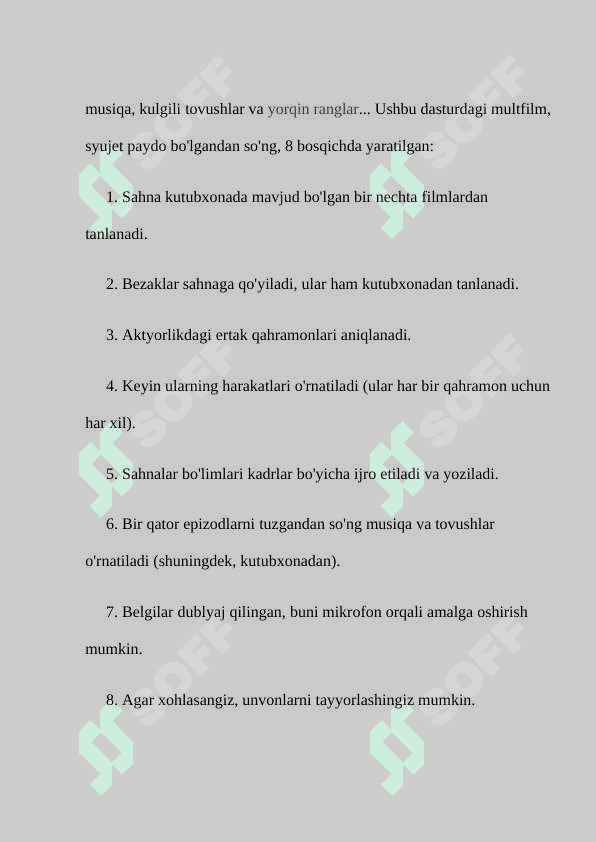 Animatsion dasturlar haqida umumiy ma`lumot 8