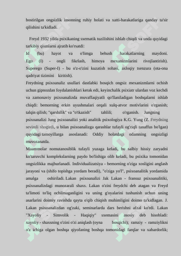 Psixoanaliz nazariyasining oziga xosligi 3