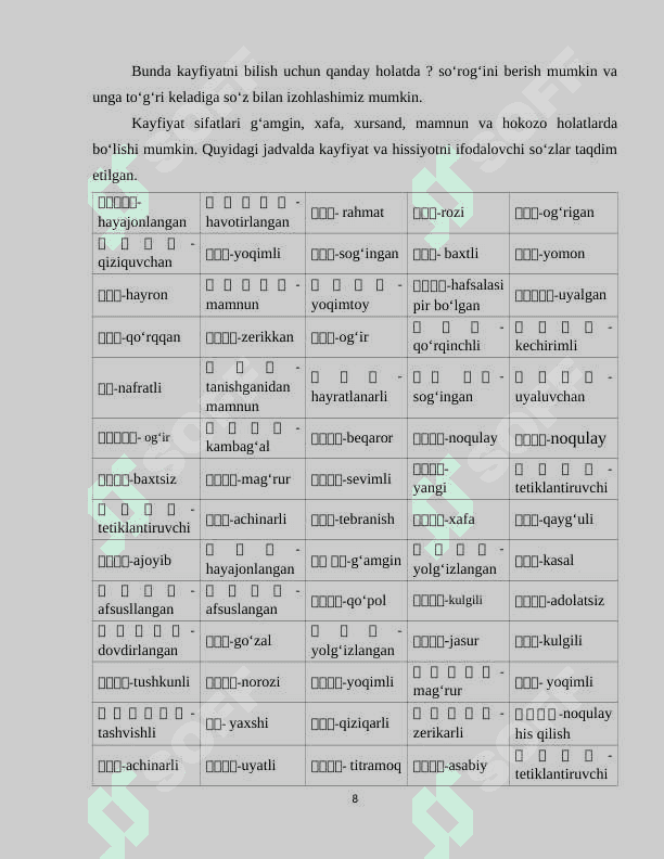 Koreys tilida kayfiyatni ifodalovchi sifatlar 8