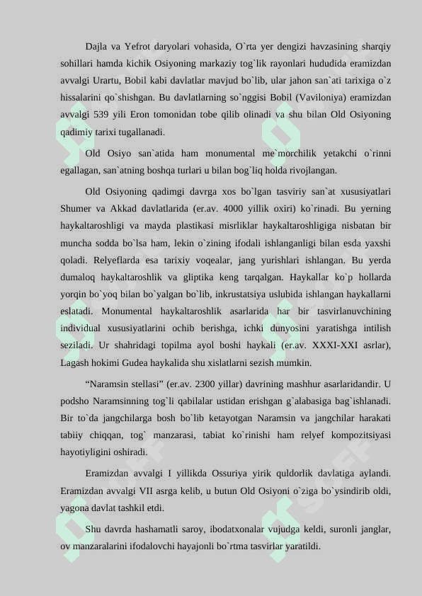 Milloddan avvalgi  III ming yillikda Old Osiyo. 2