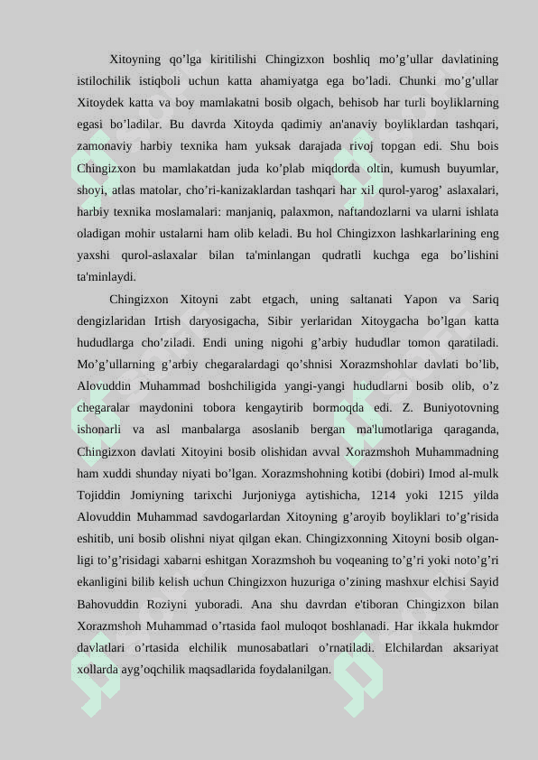 Movorunnahr, Xorazm va Husononni Mog'ullar tomonidan bosib olinshi 7