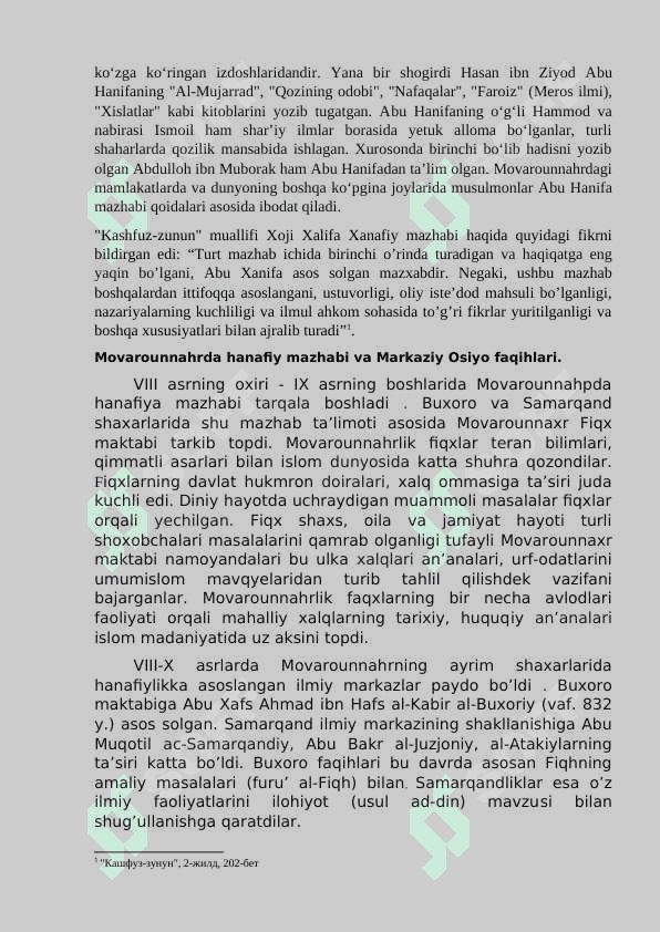 Markaziy Osiyo tarixida Hanafiya mazhabining o`rni 3