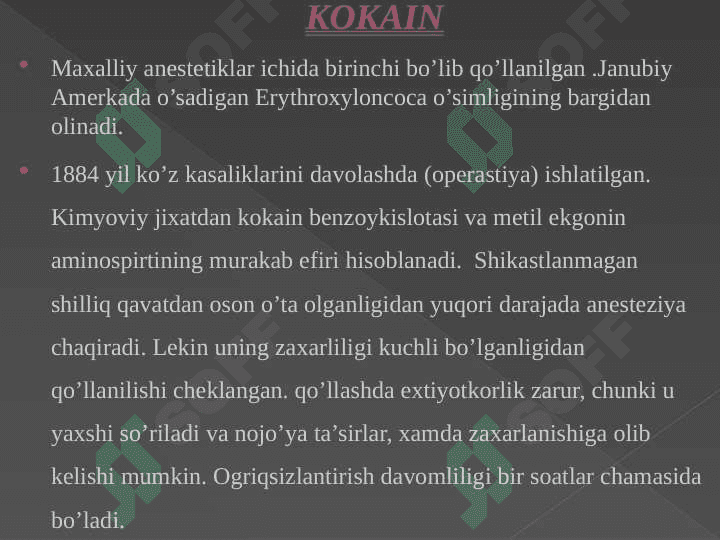 Afferent nerv tizimiga tasir etuvchi vositalar 5