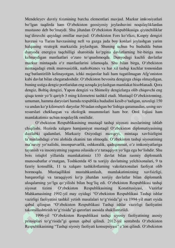 O‘zbekiston va jahon hamjamiyati 2