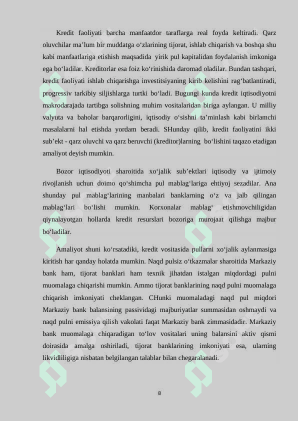 KREDITNING MOHIYATI VA VAZIFALARI 8