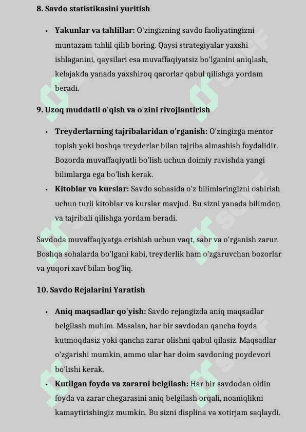 Treydingchilar uchun qo'llanma 4