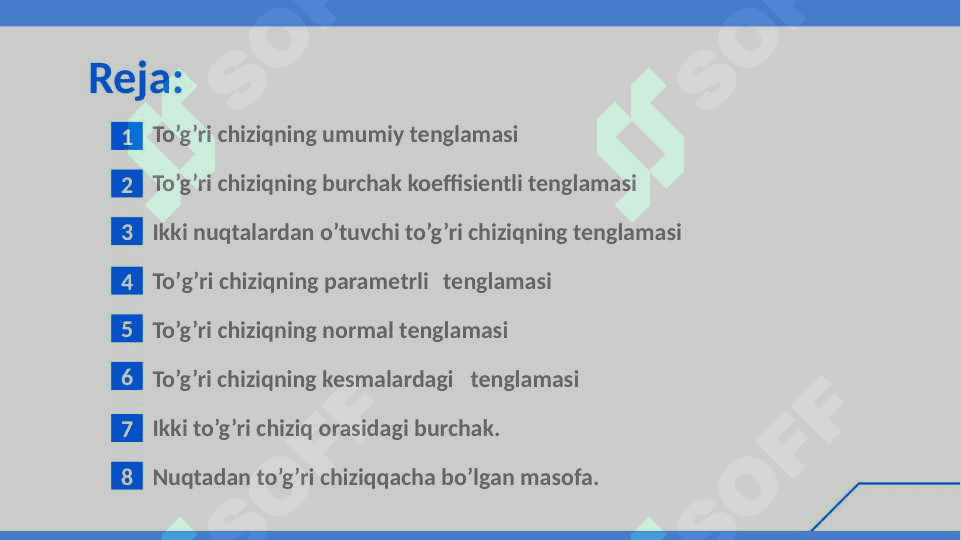 Tekislikda  toʼgʼri chiziq tenglamalari 2