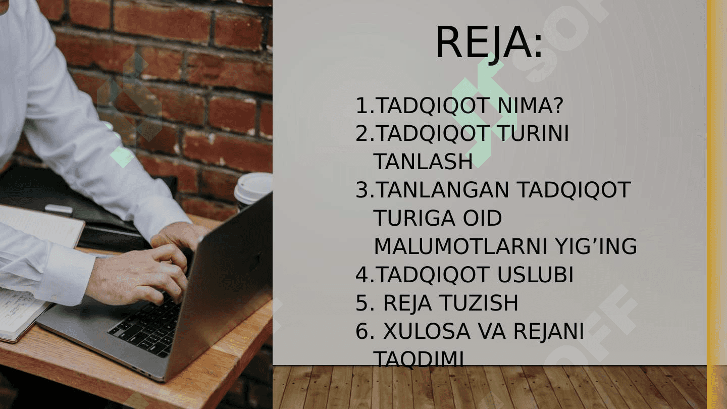 Tadqiqotni rejalashtirish pptx 2
