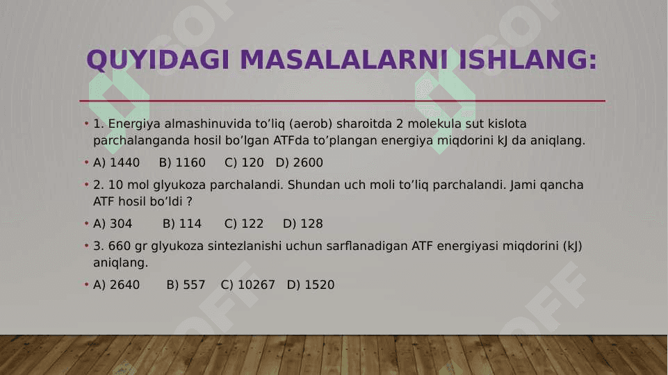 Hujayraning oziqlanishi 6