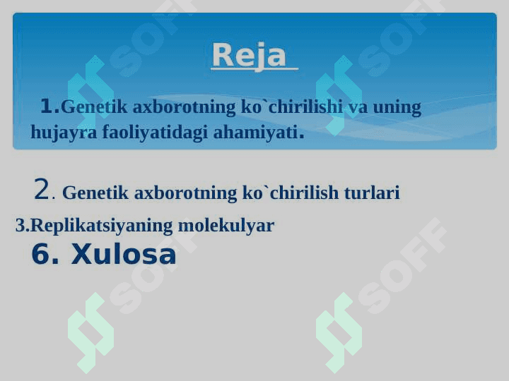 Irsiy axborot utish yullari. Molekulyar biologiyaning markaziy postulati 4