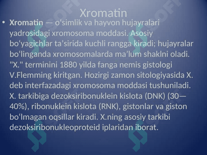 Хrоmаtin tuzilishi. Ribоnuklеin kislоtаlаr(RNK). 7