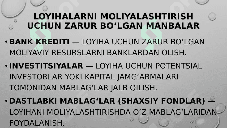 Loyihalarni moliyalashtirish 2