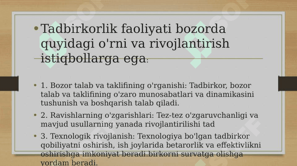 Bozor iqtisodiyoti sharoitida tadbirkorlik 4