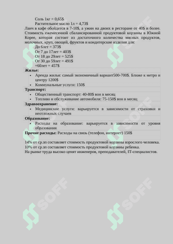 Потребительская корзина Южной Кореи 2