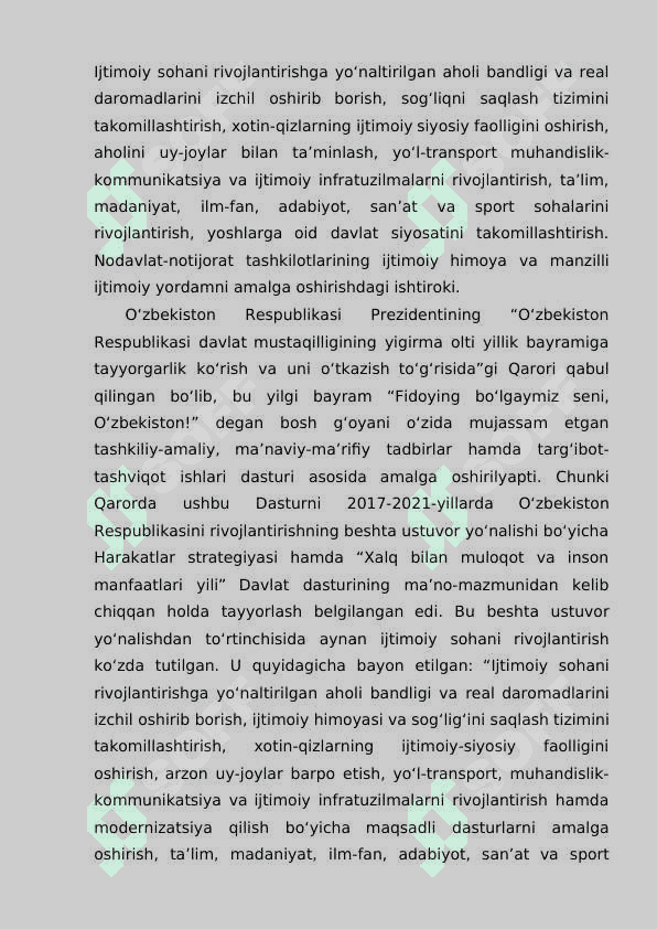 O‘ZBEKISTON RESPUBLIKASIDA IJTIMOIY SOHADAGI ISLOHOTLAR VA O’ZGARISHLAR 3