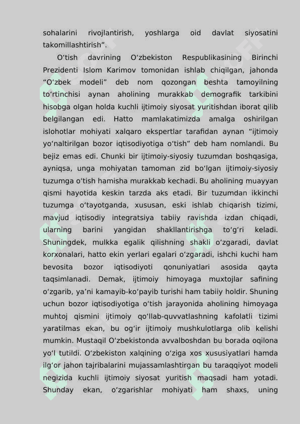 O‘ZBEKISTON RESPUBLIKASIDA IJTIMOIY SOHADAGI ISLOHOTLAR VA O’ZGARISHLAR 4
