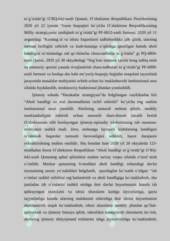 O‘ZBEKISTON RESPUBLIKASIDA IJTIMOIY SOHADAGI ISLOHOTLAR VA O’ZGARISHLAR 8