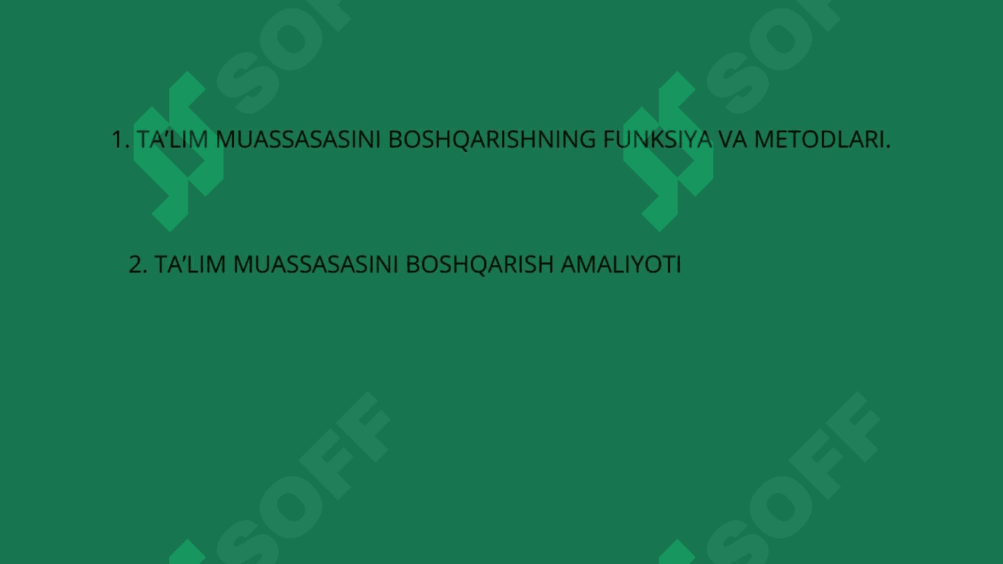 Ta'lim Muassasasi menejmenti. 2