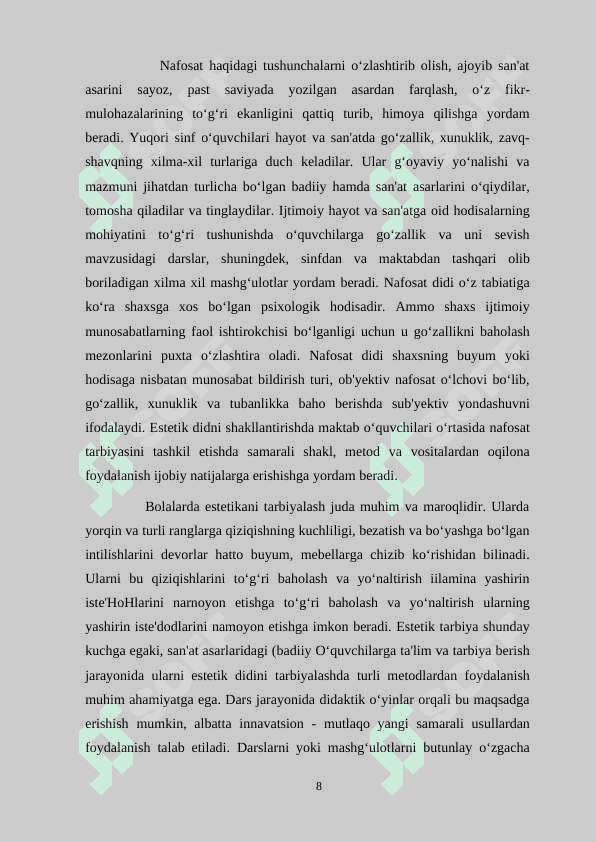 Boshlang‘ich sinf o‘quvchilariga nafosat tarbiyasini berishda etika 8