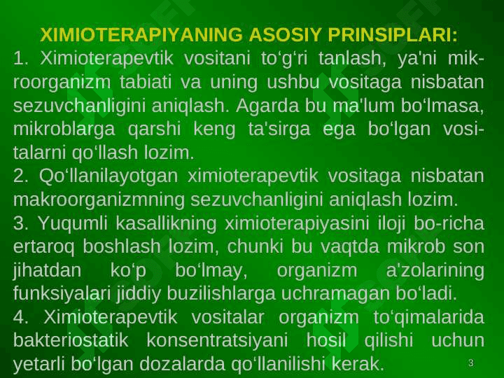 ANTIBAKTERIAL XIMIOTERAPEVTIK VOSITALAR ANTIBIOTIKLAR 3