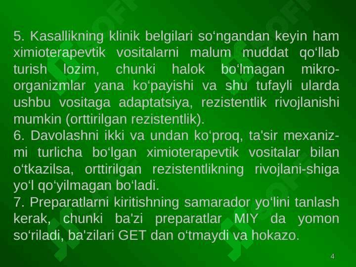 ANTIBAKTERIAL XIMIOTERAPEVTIK VOSITALAR ANTIBIOTIKLAR 4
