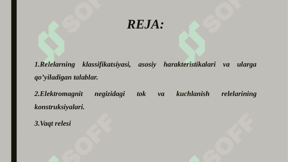 Kuchlanish va tok relelari 2