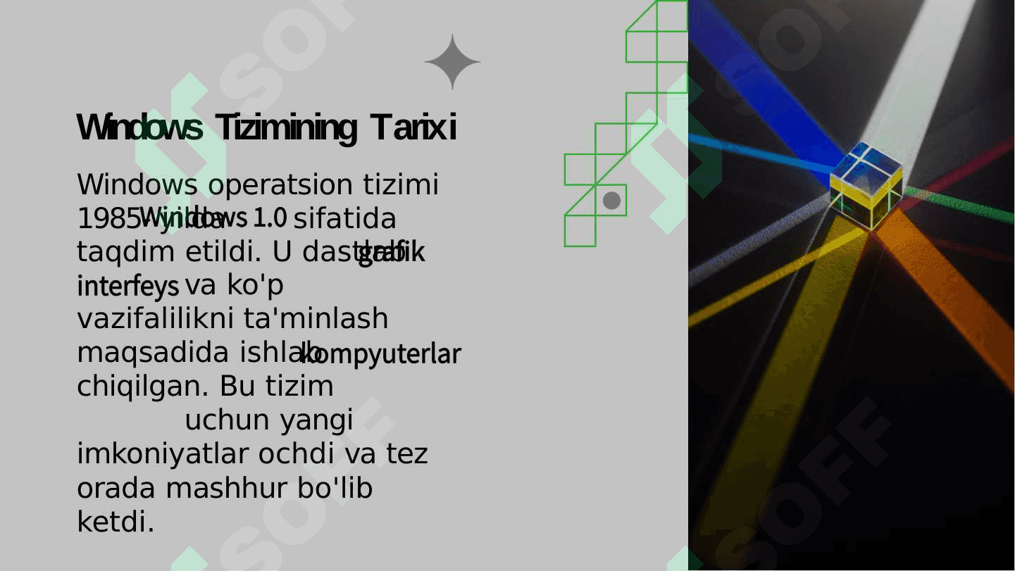 Windows operatsion tizimi tarixi va unda ishlash asoslari. 4