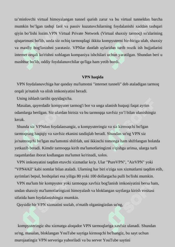 Virtual himoyalangan xususiy tarmoqlar.VPN 3