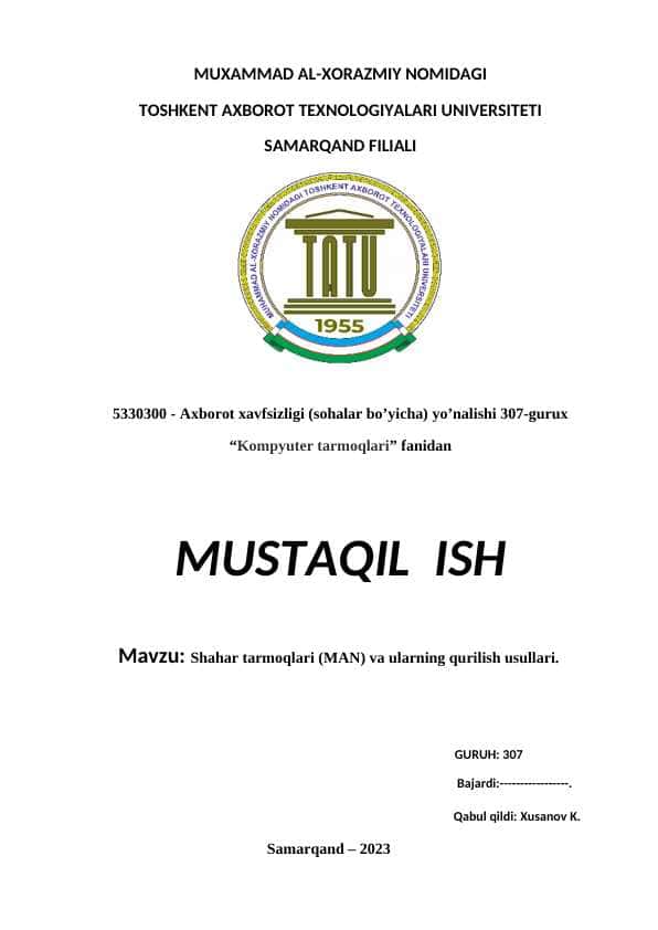 Shahar tarmoqlari (MAN) va ularning qurilish usullari