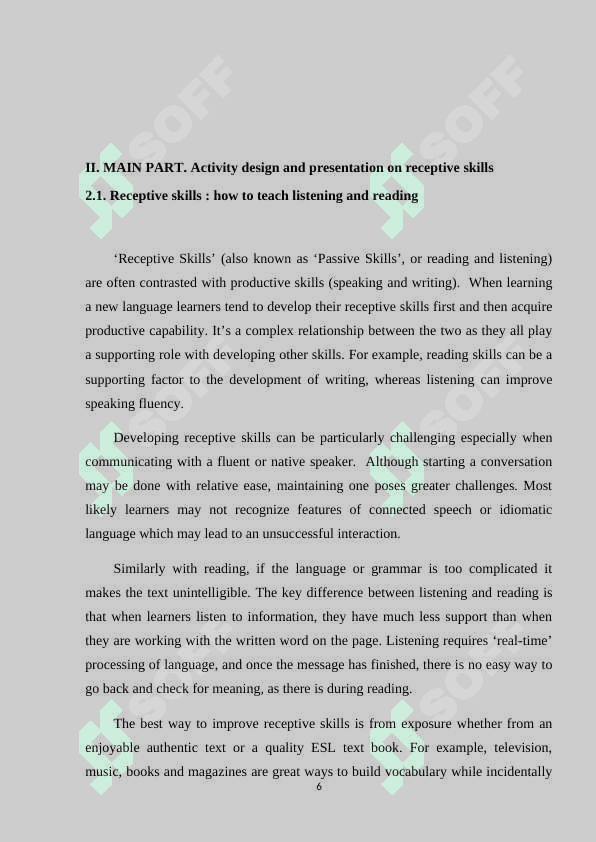 Activity design and presentation on receptive skills 6