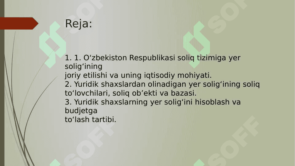 Yuridik shaxslardan olinadigan yer solig'i 2