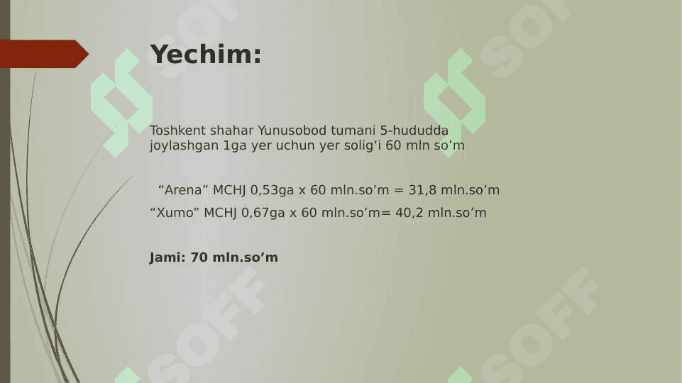 Yuridik shaxslardan olinadigan yer solig'i 7