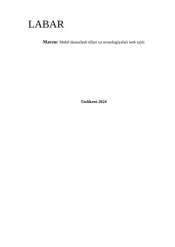 Mobil dasturlash tillari va texnologiyalari web sayti