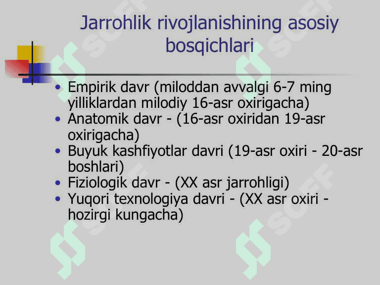 Zamonaviy xirurgiyaning rivojlanish tarixi 5