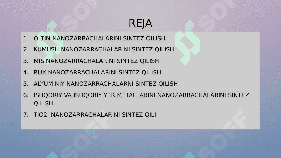 Metall va uning birikmalari nanozarrachalari. 2