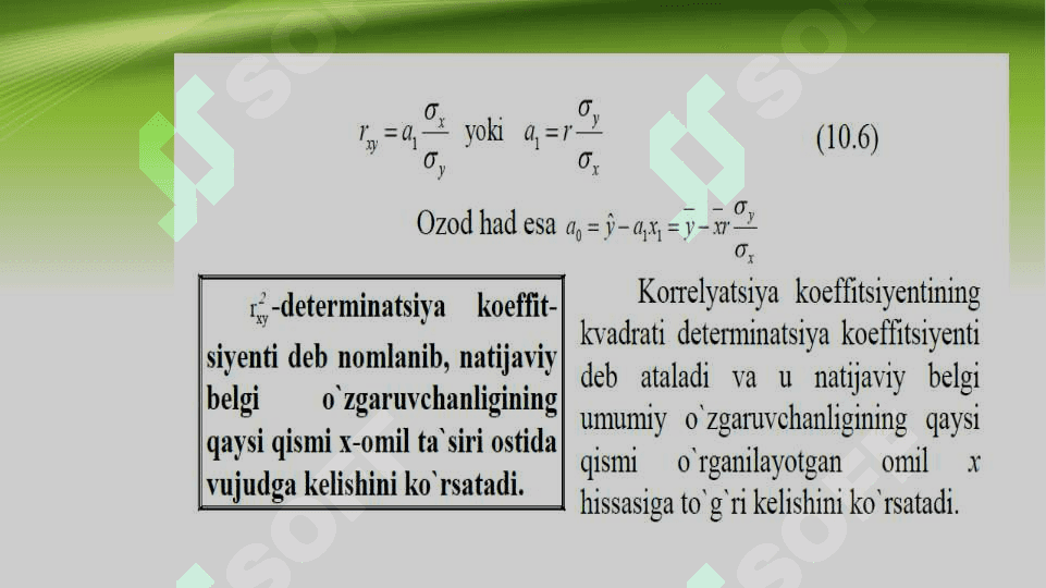 O’zaro bog’lanishlarni statistic o’rganish – correlatsion va regression tahlil 8