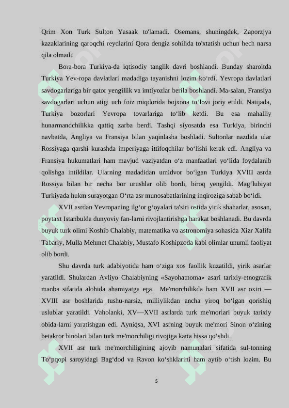 XVII asrda Usmoniylar imperiyasi 5