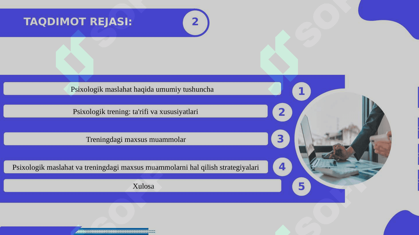Psixologik maslahat va treningni maxsus muammolari 2