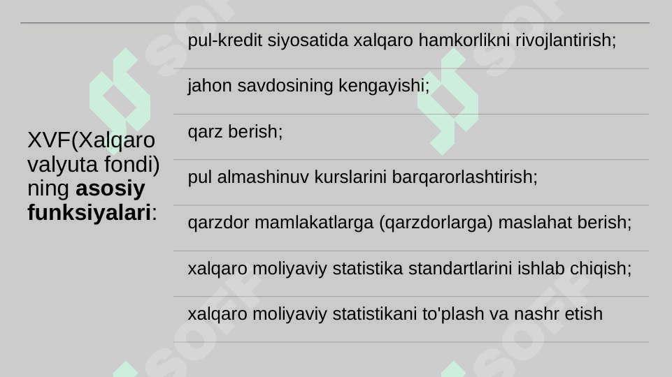 XALQARO MOLIYA INSTITUTLARI 8