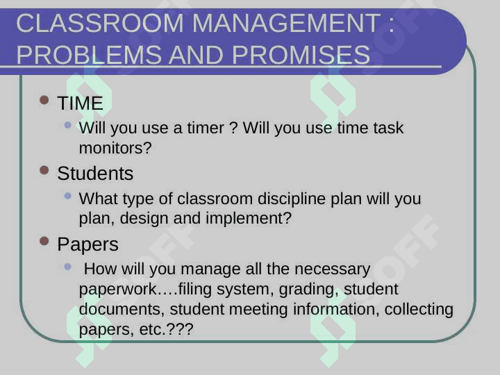 Anticipating problems in the classroom 4
