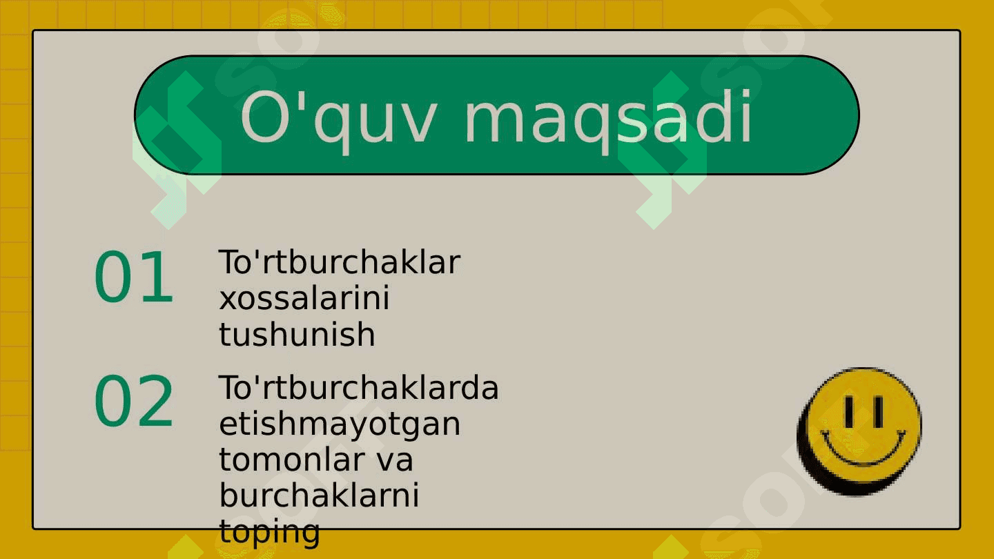 To'rtburchak xossalari 2
