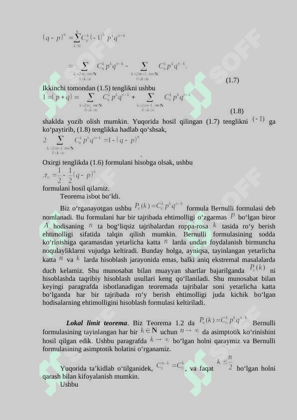 BERNULLI SXEMASI VA LIMIT TEOREMALAR 4