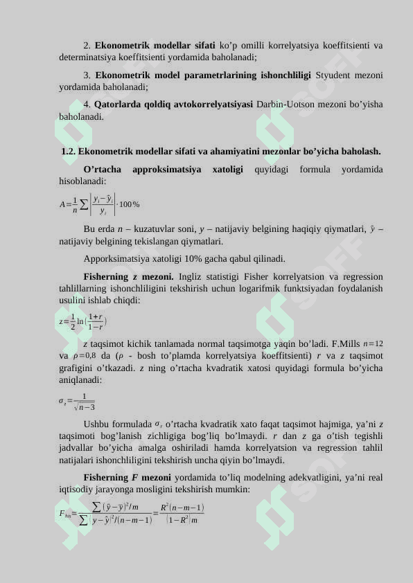 EKONOMETRIK MODELLARNI BAHOLASH 3